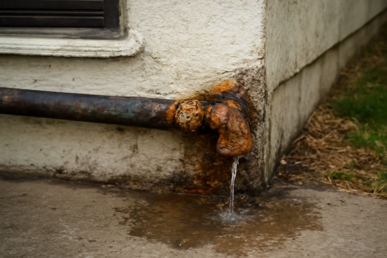 Corroded Pipe Water Removal
